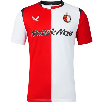 Feyenoord thuisshirt 2026/2027 rood wit met zwarte schouderpanelen